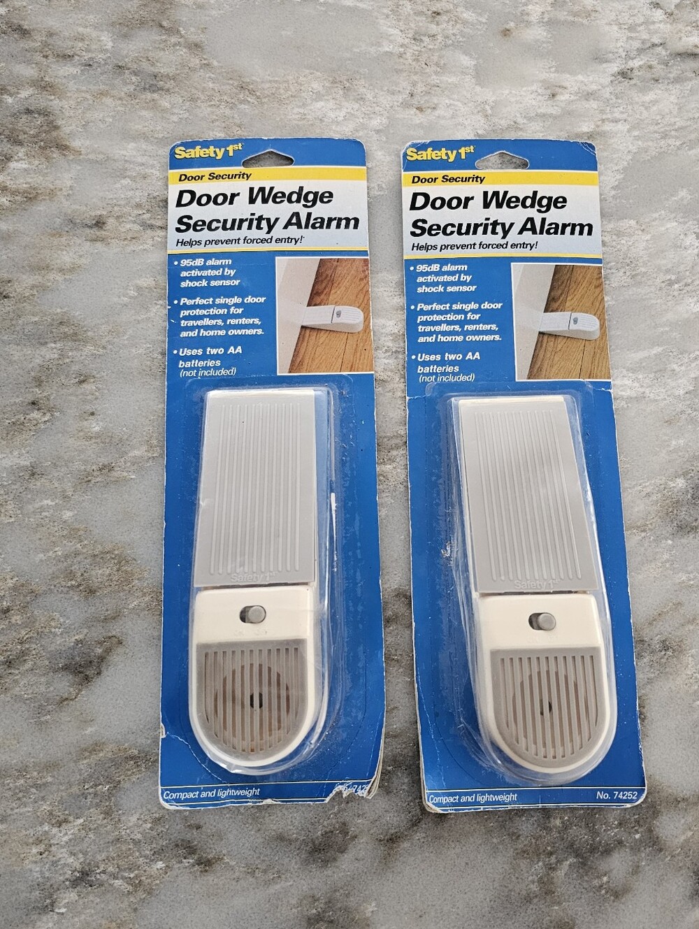 Lot of 2 Vintage Safety 1st Door Wedge Security Alarms NOS New Sealed Carded